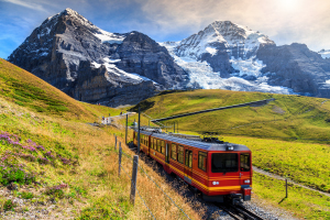 Electric Train in Bernese Alps